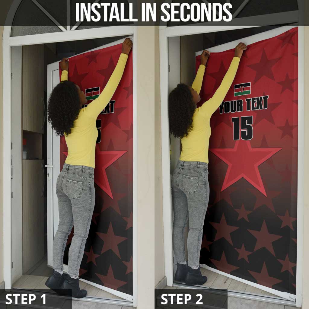 Custom Kenya Football Door Cover Go Harambee Stars - Red Jersey