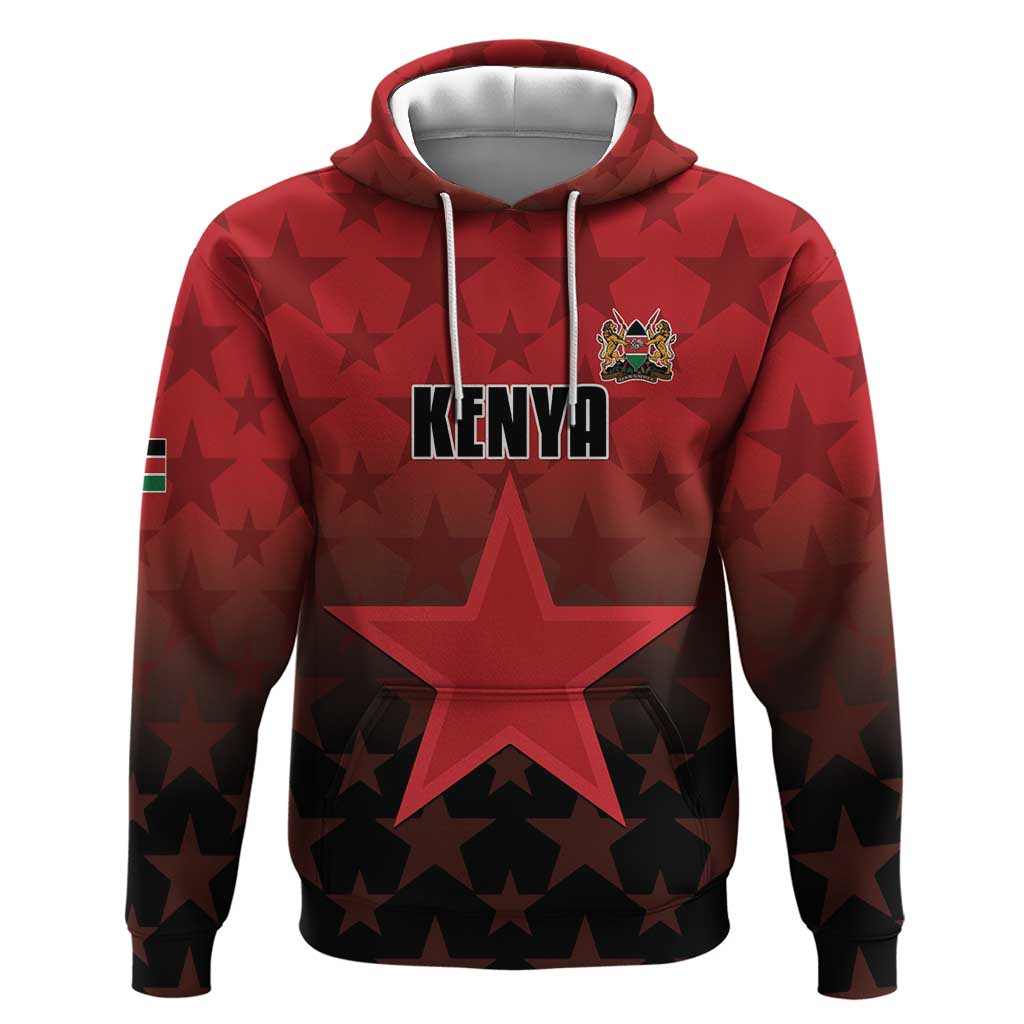 Custom Kenya Football Hoodie Harambee Harambee Stars - Red Jersey - African Pride