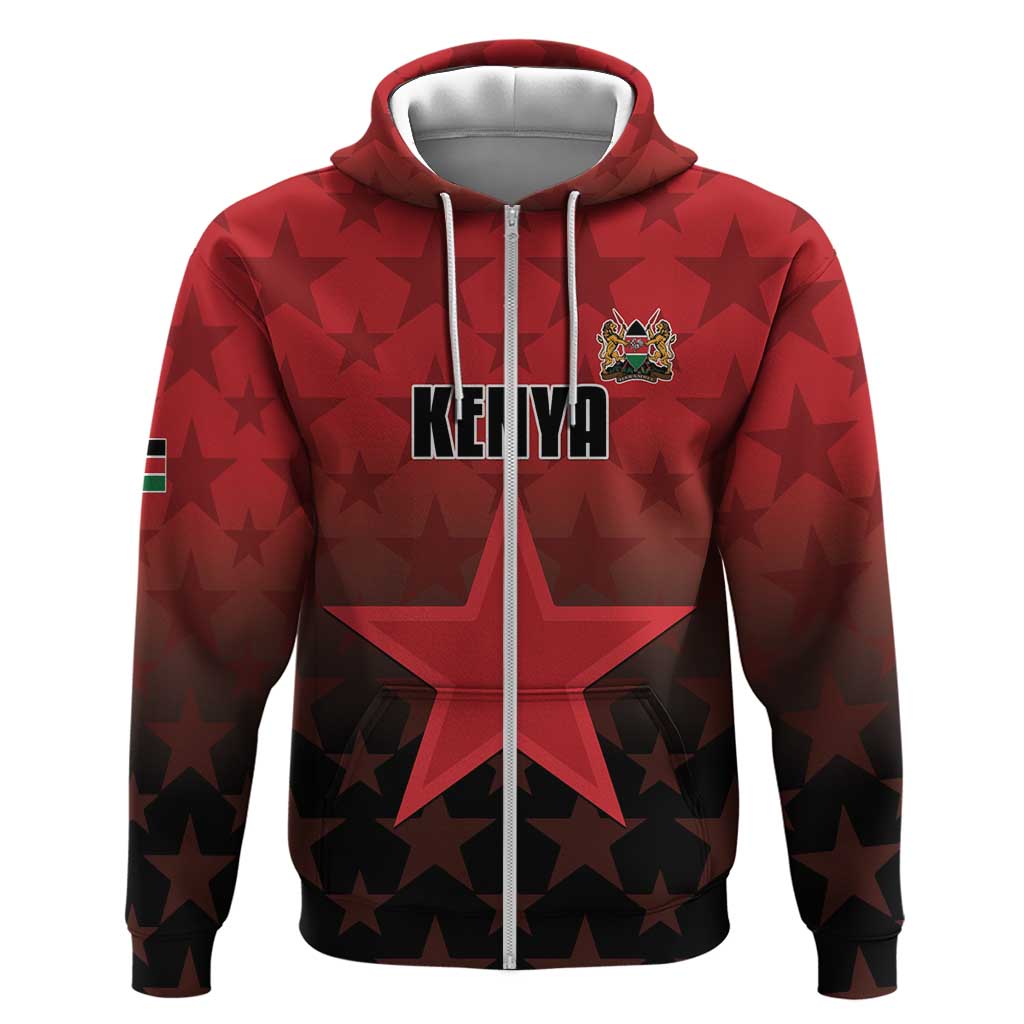 Custom Kenya Football Hoodie Harambee Harambee Stars - Red Jersey - African Pride
