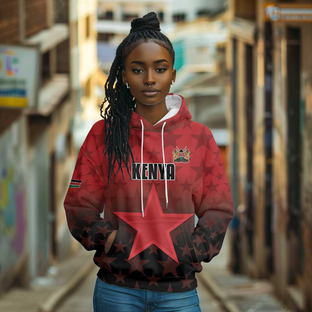 Custom Kenya Football Hoodie Harambee Harambee Stars - Red Jersey - African Pride