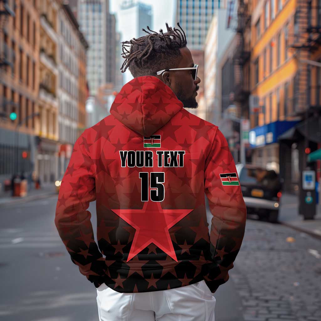 Custom Kenya Football Hoodie Harambee Harambee Stars - Red Jersey - African Pride