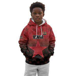 Custom Kenya Football Kid Hoodie Harambee Harambee Stars - Red Jersey - African Pride