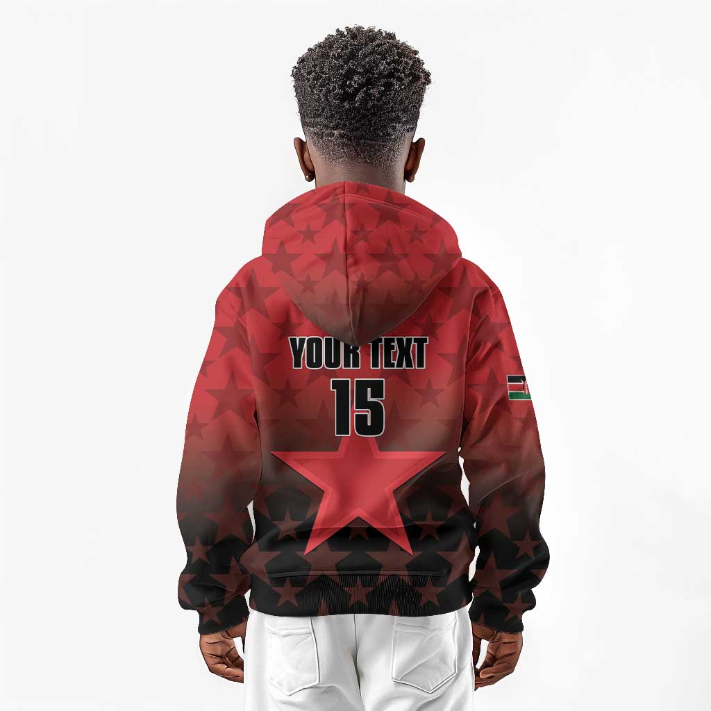 Custom Kenya Football Kid Hoodie Harambee Harambee Stars - Red Jersey - African Pride