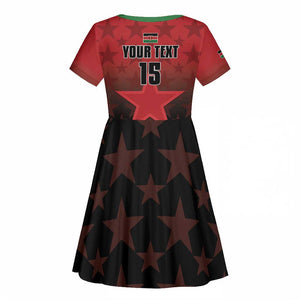 Custom Kenya Football Kid Short Sleeve Dress Harambee Harambee Stars - Red Jersey - African Pride