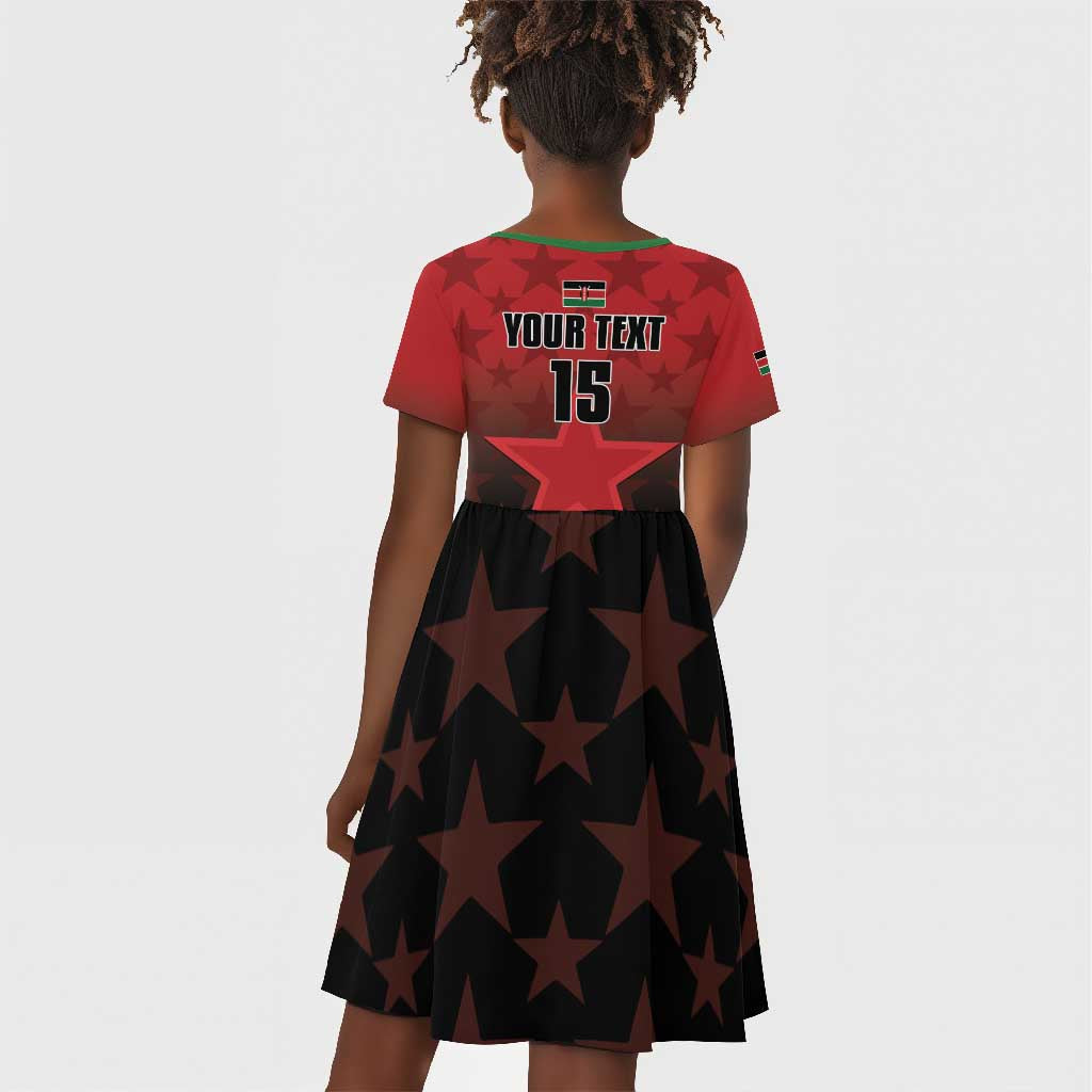 Custom Kenya Football Kid Short Sleeve Dress Harambee Harambee Stars - Red Jersey - African Pride