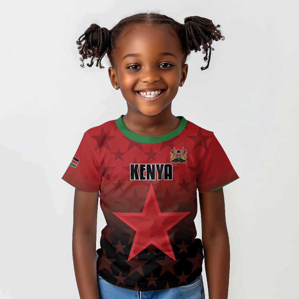 Custom Kenya Football Kid T shirt Harambee Harambee Stars - Red Jersey - African Pride