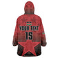 Custom Kenya Football Kid Wearable Blanket Hoodie Harambee Harambee Stars - Red Jersey - African Pride