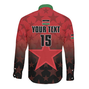 Custom Kenya Football Long Sleeve Button Shirt Harambee Harambee Stars - Red Jersey - African Pride