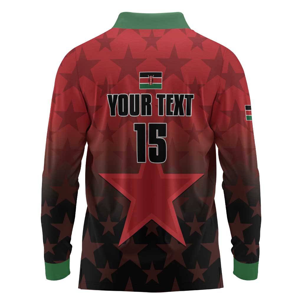 Custom Kenya Football Long Sleeve Polo Shirt Harambee Harambee Stars - Red Jersey - African Pride