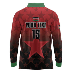 Custom Kenya Football Long Sleeve Polo Shirt Harambee Harambee Stars - Red Jersey - African Pride