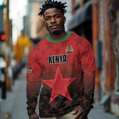 Custom Kenya Football Long Sleeve Shirt Harambee Harambee Stars - Red Jersey - African Pride