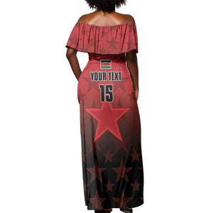 Custom Kenya Football Off Shoulder Maxi Dress Harambee Harambee Stars - Red Jersey - African Pride