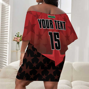 Custom Kenya Football Off Shoulder Short Dress Harambee Harambee Stars - Red Jersey - African Pride