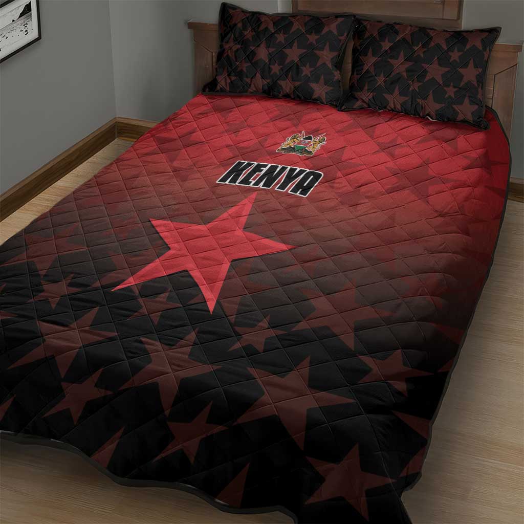 Kenya Football Quilt Bed Set Harambee Harambee Stars - Red Jersey - African Pride