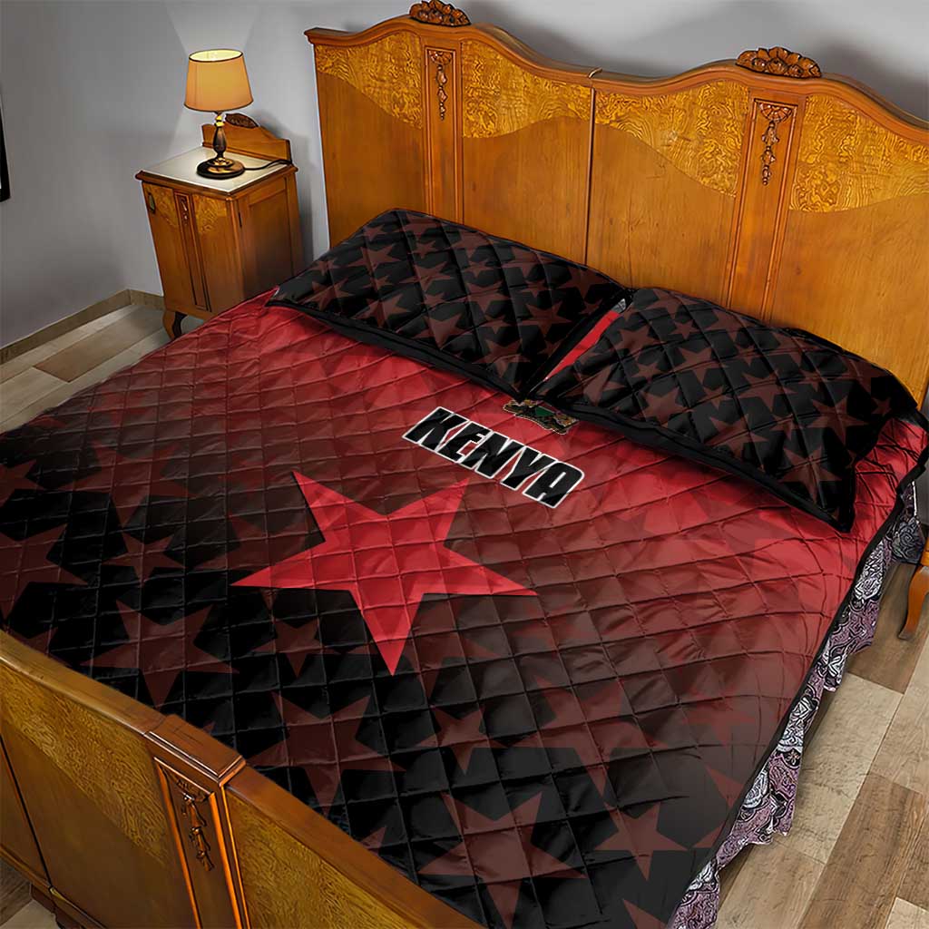 Kenya Football Quilt Bed Set Harambee Harambee Stars - Red Jersey - African Pride