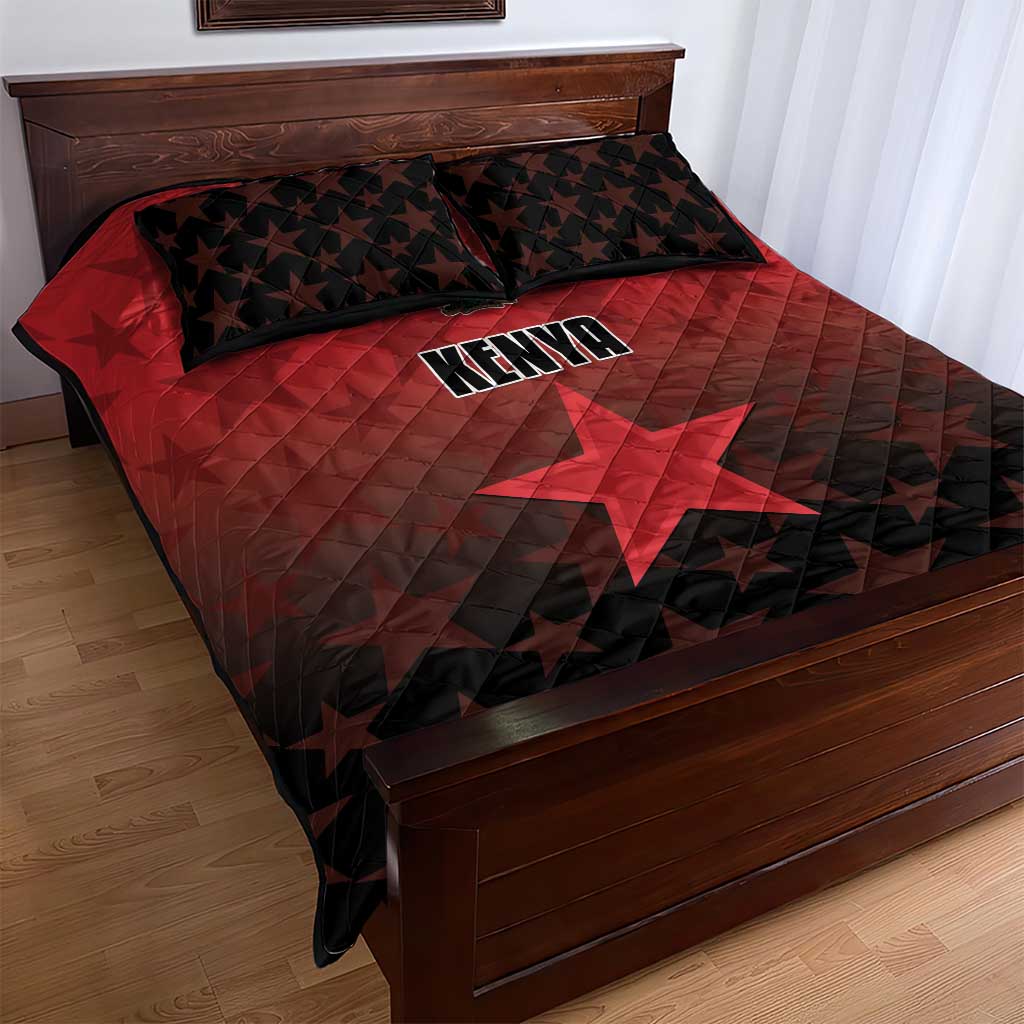 Kenya Football Quilt Bed Set Harambee Harambee Stars - Red Jersey - African Pride