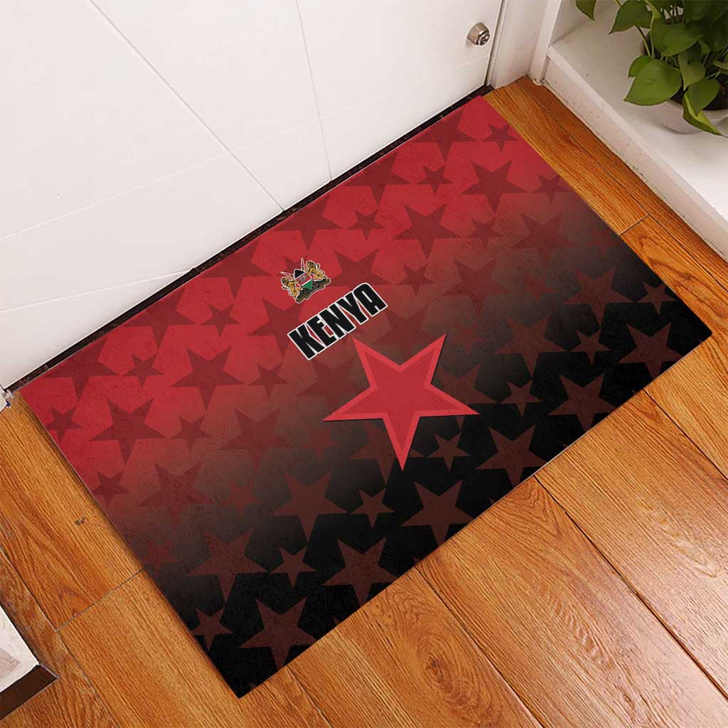 Kenya Football Rubber Doormat Harambee Harambee Stars - Red Jersey - African Pride