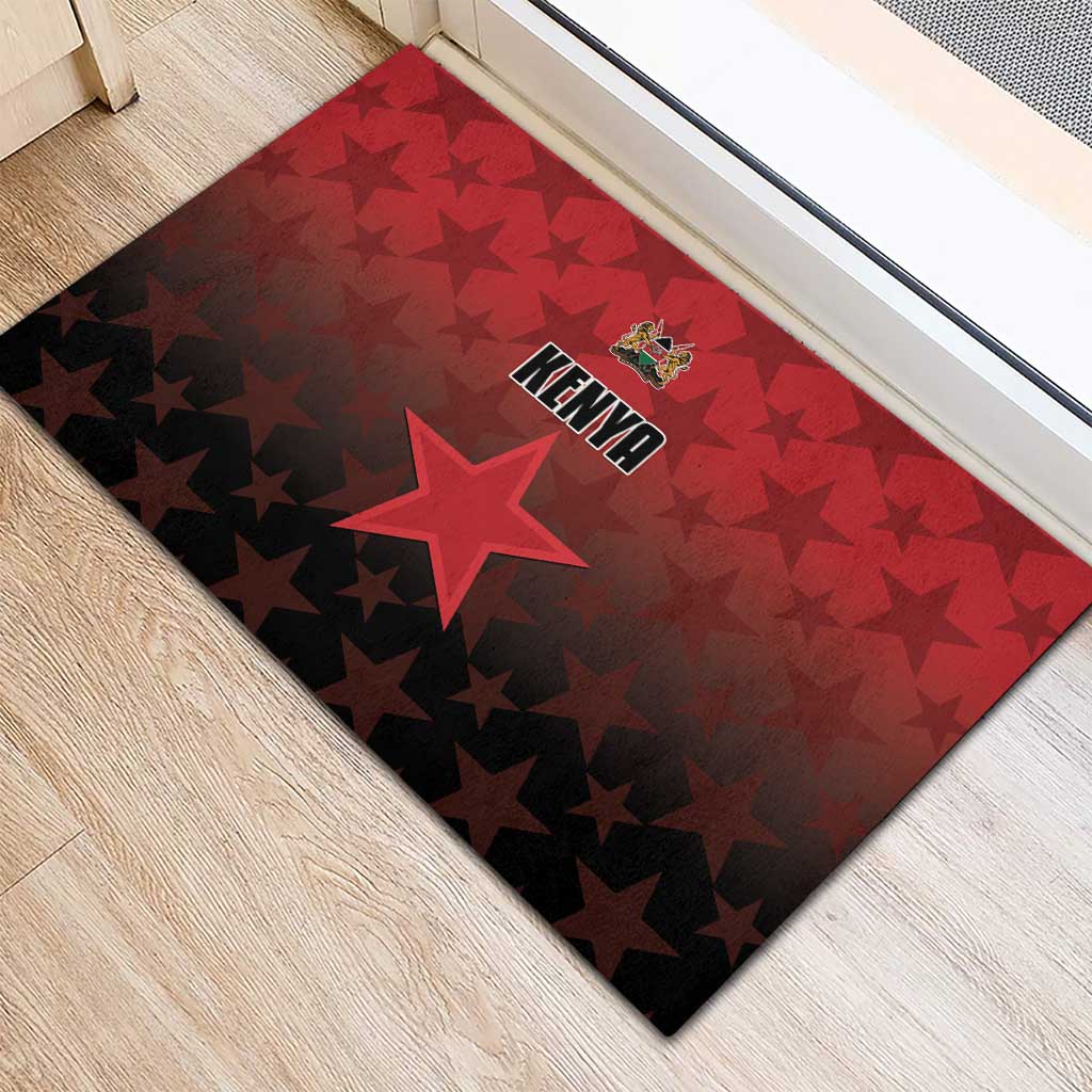 Kenya Football Rubber Doormat Harambee Harambee Stars - Red Jersey - African Pride