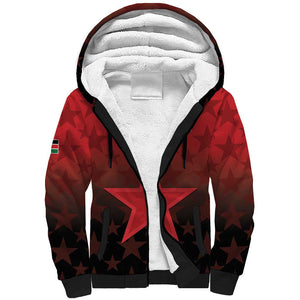 Custom Kenya Football Sherpa Hoodie Harambee Harambee Stars - Red Jersey - African Pride