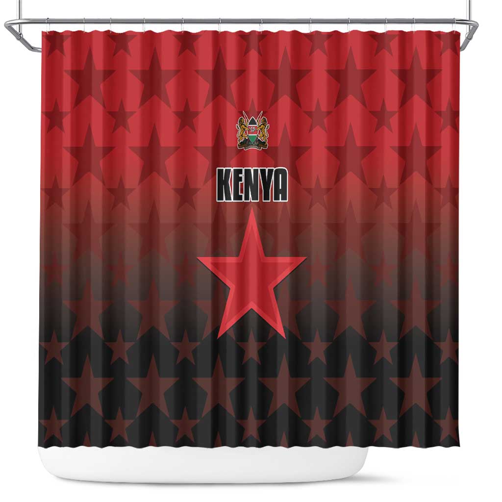 Kenya Football Shower Curtain Harambee Harambee Stars - Red Jersey - African Pride