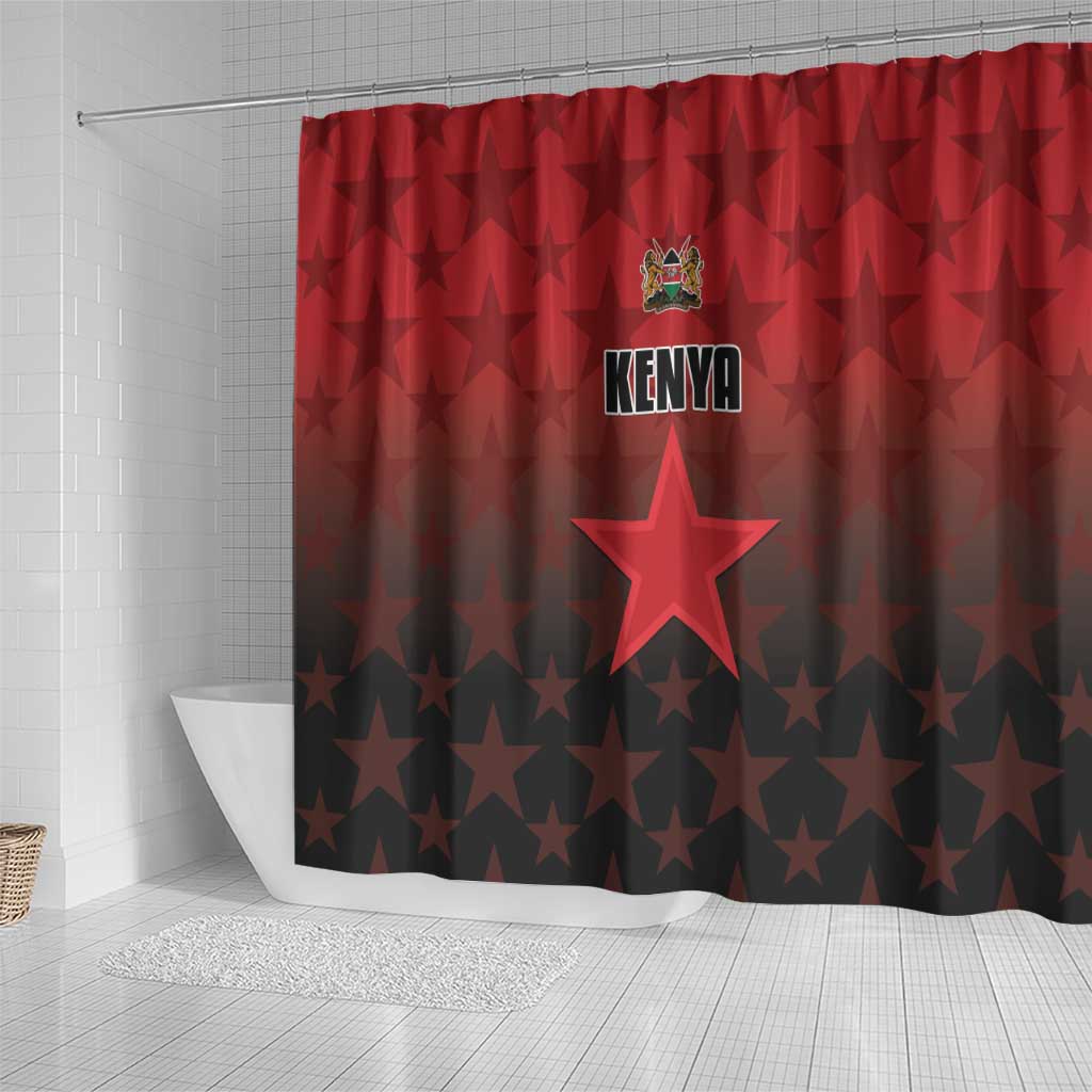 Kenya Football Shower Curtain Harambee Harambee Stars - Red Jersey - African Pride
