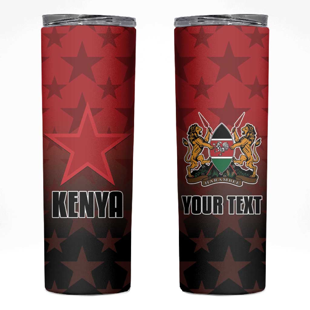 Custom Kenya Football Skinny Tumbler Harambee Harambee Stars - Red Jersey - African Pride