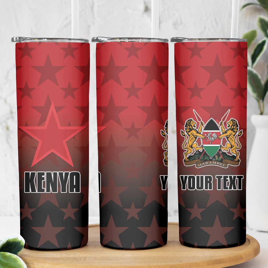 Custom Kenya Football Skinny Tumbler Harambee Harambee Stars - Red Jersey - African Pride
