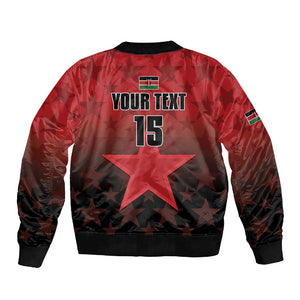 Custom Kenya Football Sleeve Zip Bomber Jacket Harambee Harambee Stars - Red Jersey - African Pride