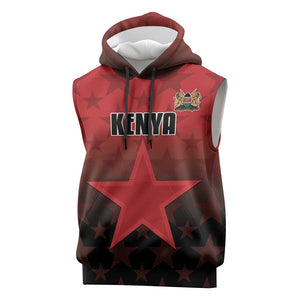 Custom Kenya Football Sleeveless Hoodie Harambee Harambee Stars - Red Jersey - African Pride