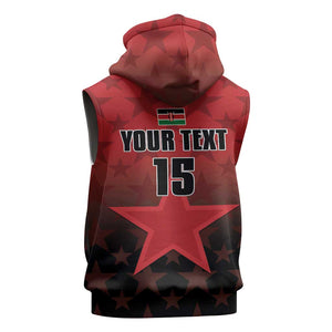 Custom Kenya Football Sleeveless Zip Hoodie Harambee Harambee Stars - Red Jersey - African Pride