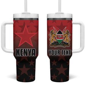 Custom Kenya Football Tumbler With Handle Harambee Harambee Stars - Red Jersey - African Pride
