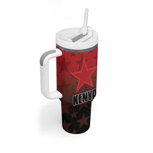 Custom Kenya Football Tumbler With Handle Harambee Harambee Stars - Red Jersey - African Pride