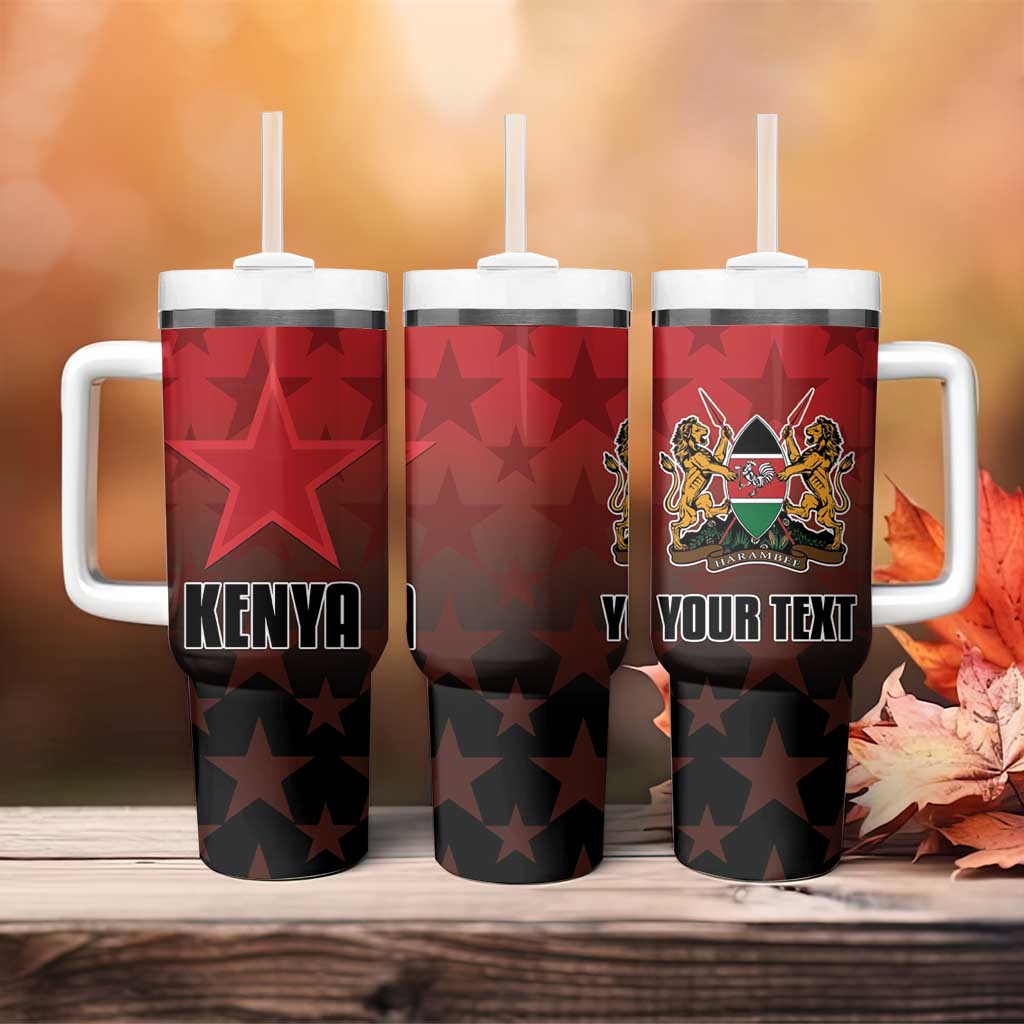 Custom Kenya Football Tumbler With Handle Harambee Harambee Stars - Red Jersey - African Pride