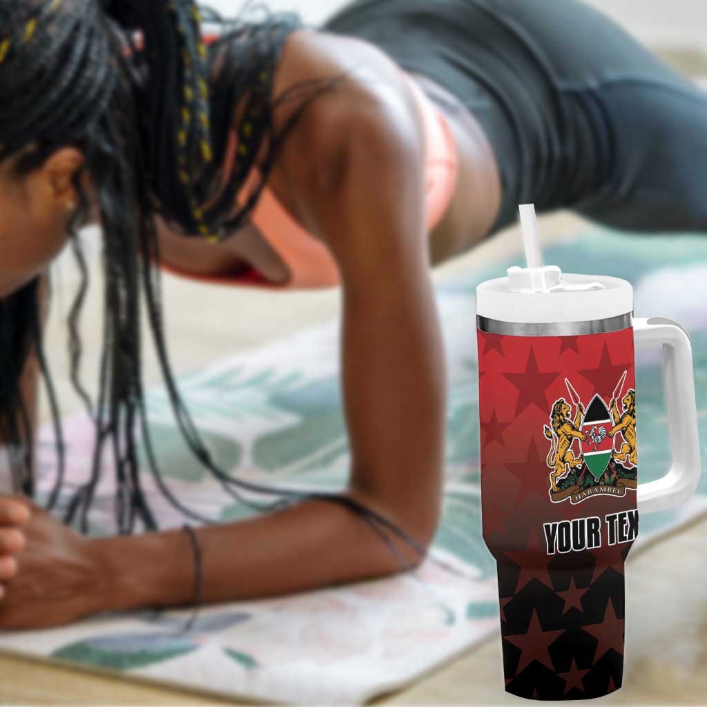 Custom Kenya Football Tumbler With Handle Harambee Harambee Stars - Red Jersey - African Pride