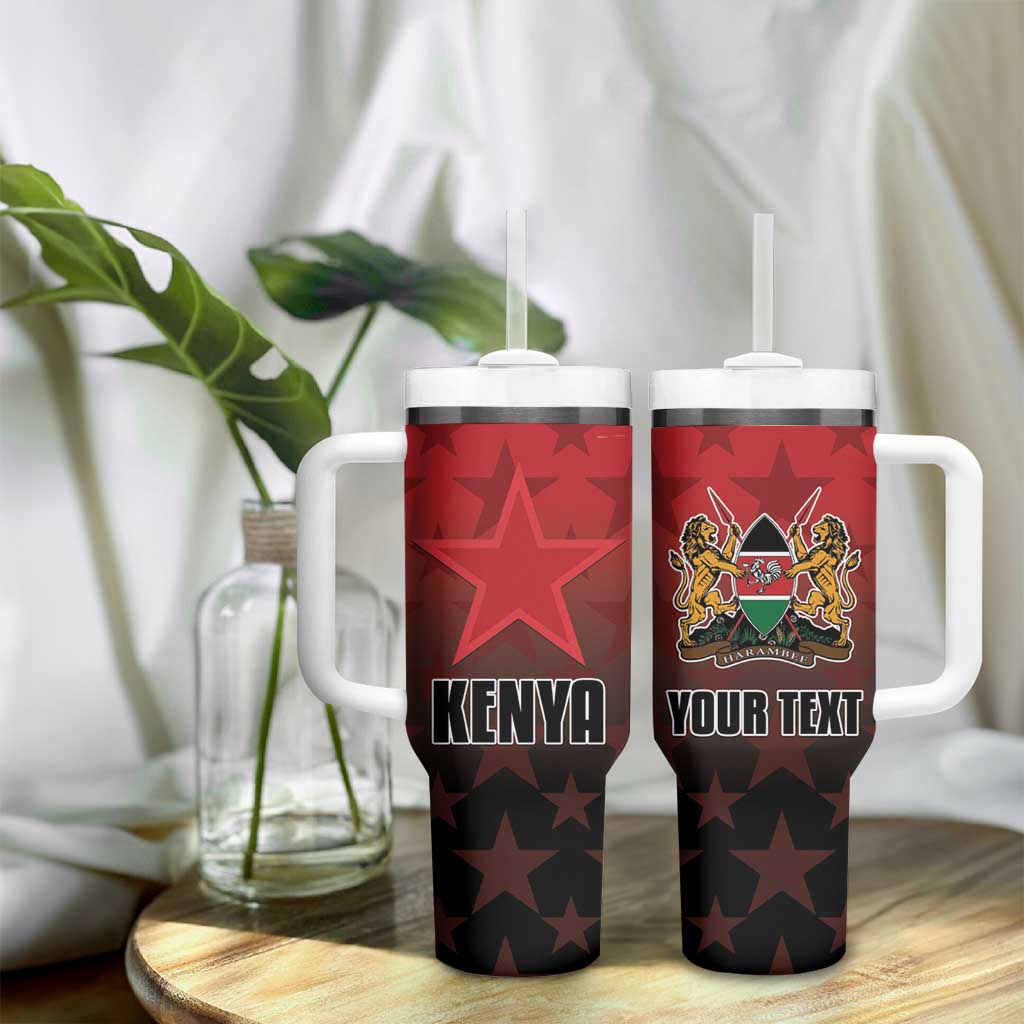 Custom Kenya Football Tumbler With Handle Harambee Harambee Stars - Red Jersey - African Pride
