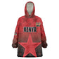 Custom Kenya Football Wearable Blanket Hoodie Harambee Harambee Stars - Red Jersey - African Pride