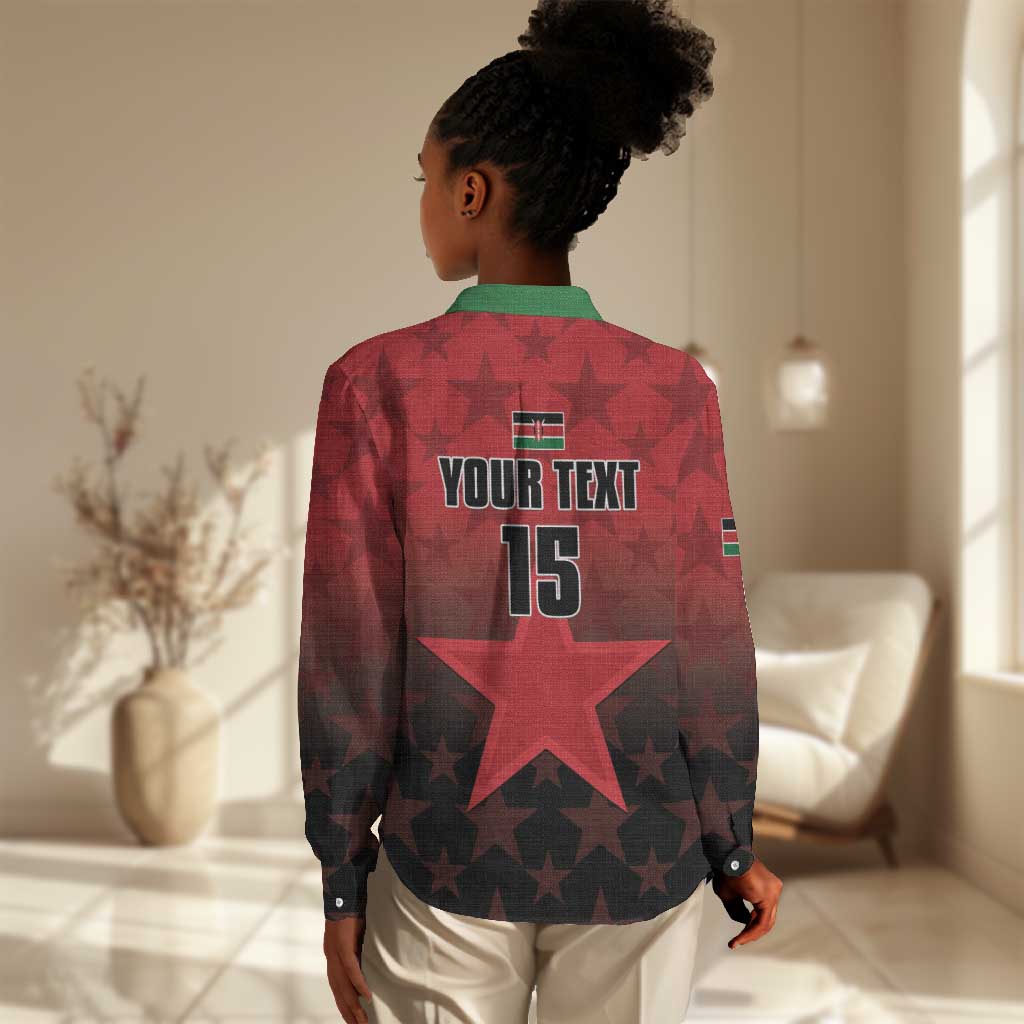 Custom Kenya Football Women Casual Shirt Harambee Harambee Stars - Red Jersey - African Pride