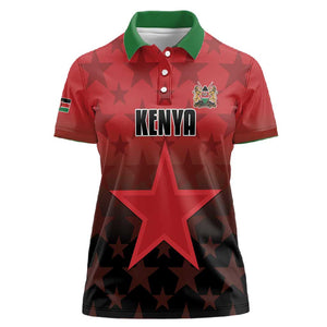 Custom Kenya Football Women Polo Shirt Harambee Harambee Stars - Red Jersey - African Pride
