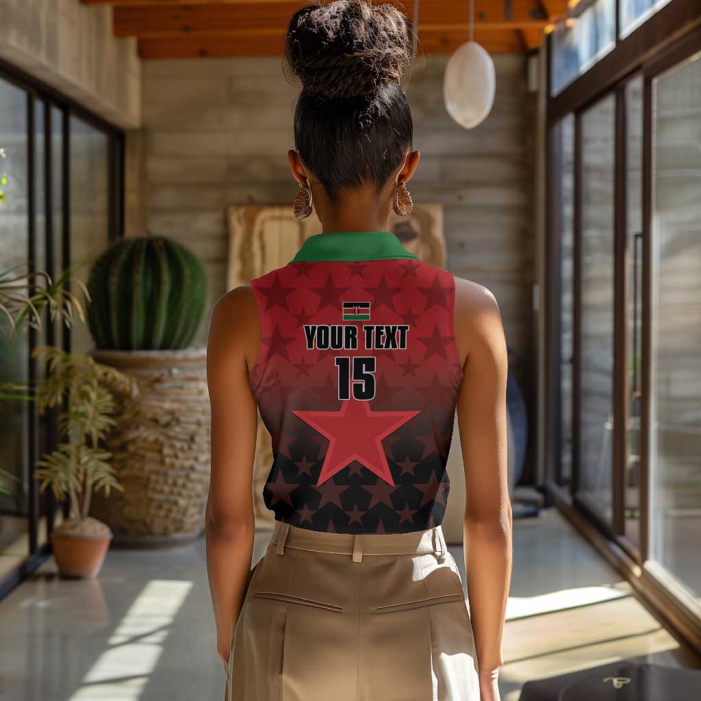 Custom Kenya Football Women Sleeveless Polo Shirt Harambee Harambee Stars - Red Jersey - African Pride