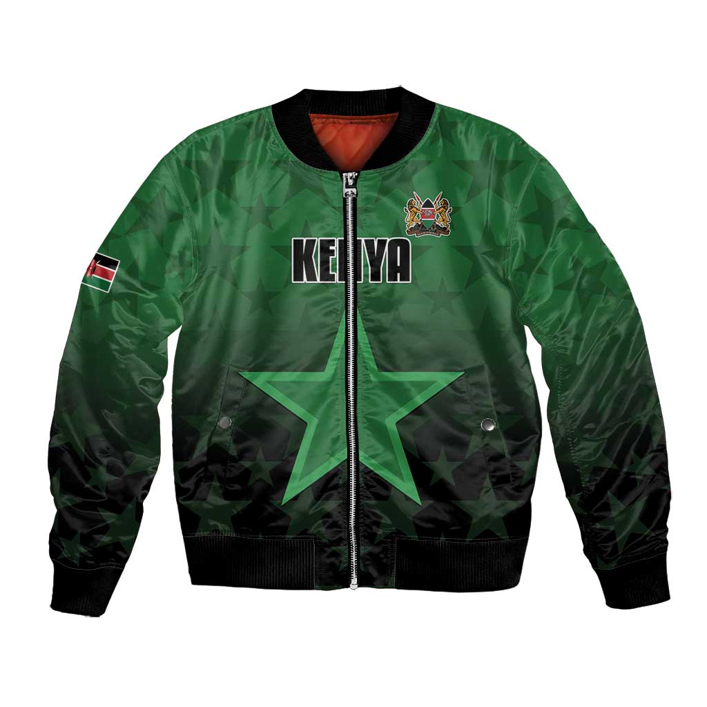 Custom Kenya Football Bomber Jacket Harambee Harambee Stars - Green Jersey - African Pride