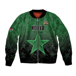 Custom Kenya Football Bomber Jacket Harambee Harambee Stars - Green Jersey - African Pride
