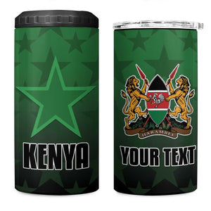 Custom Kenya Football 4 in 1 Can Cooler Tumbler Harambee Harambee Stars - Green Jersey - African Pride
