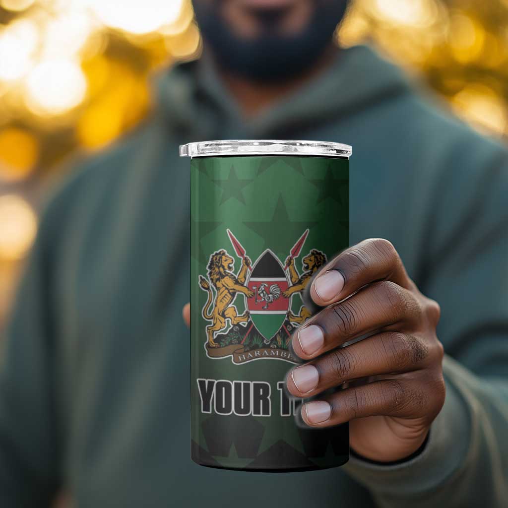 Custom Kenya Football 4 in 1 Can Cooler Tumbler Harambee Harambee Stars - Green Jersey - African Pride