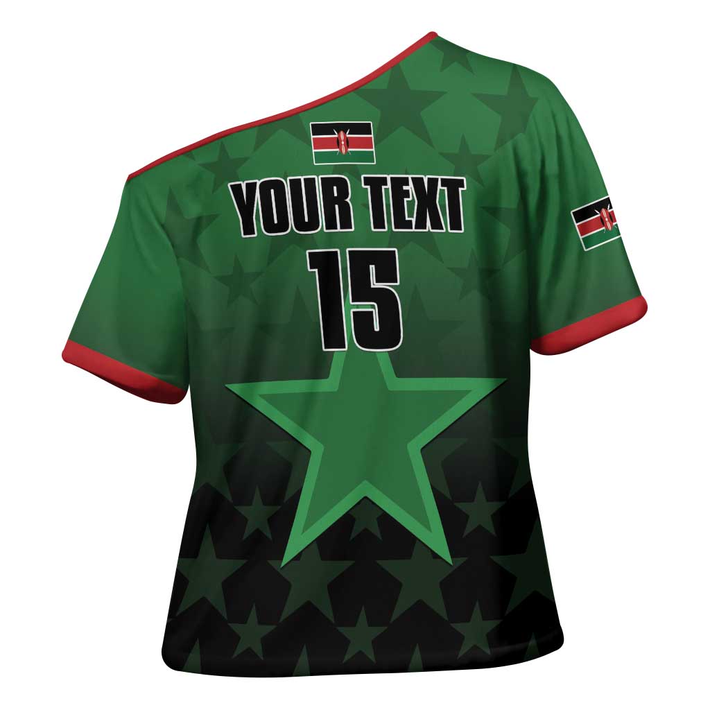 Custom Kenya Football Cross Shoulder Shirt Go Harambee Stars - Green Jersey