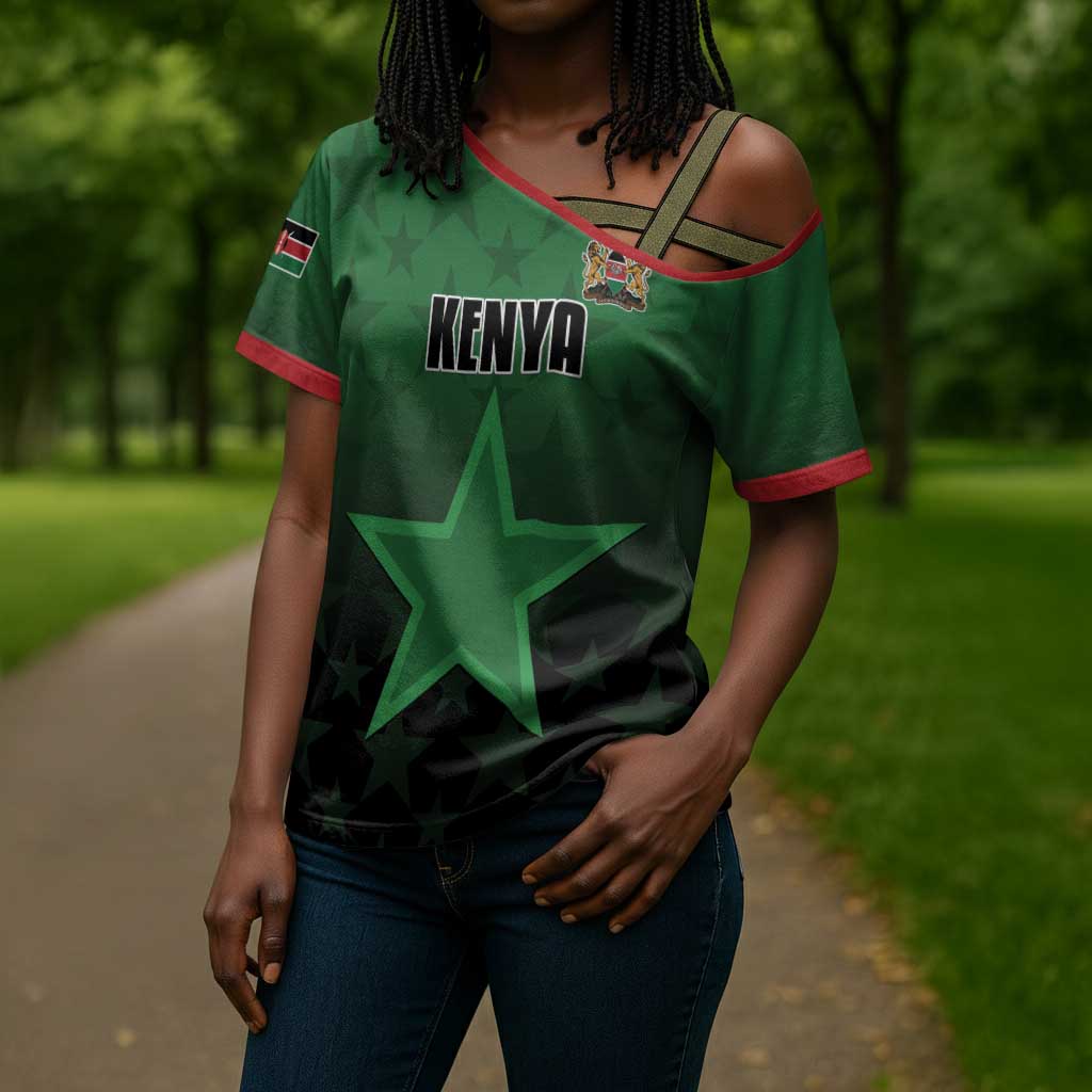 Custom Kenya Football Cross Shoulder Shirt Go Harambee Stars - Green Jersey