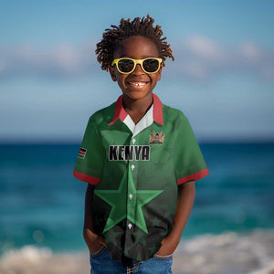 Custom Kenya Football Kid Hawaiian Shirt Harambee Harambee Stars - Green Jersey - African Pride