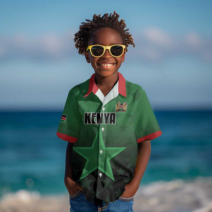 Custom Kenya Football Kid Hawaiian Shirt Harambee Harambee Stars - Green Jersey - African Pride