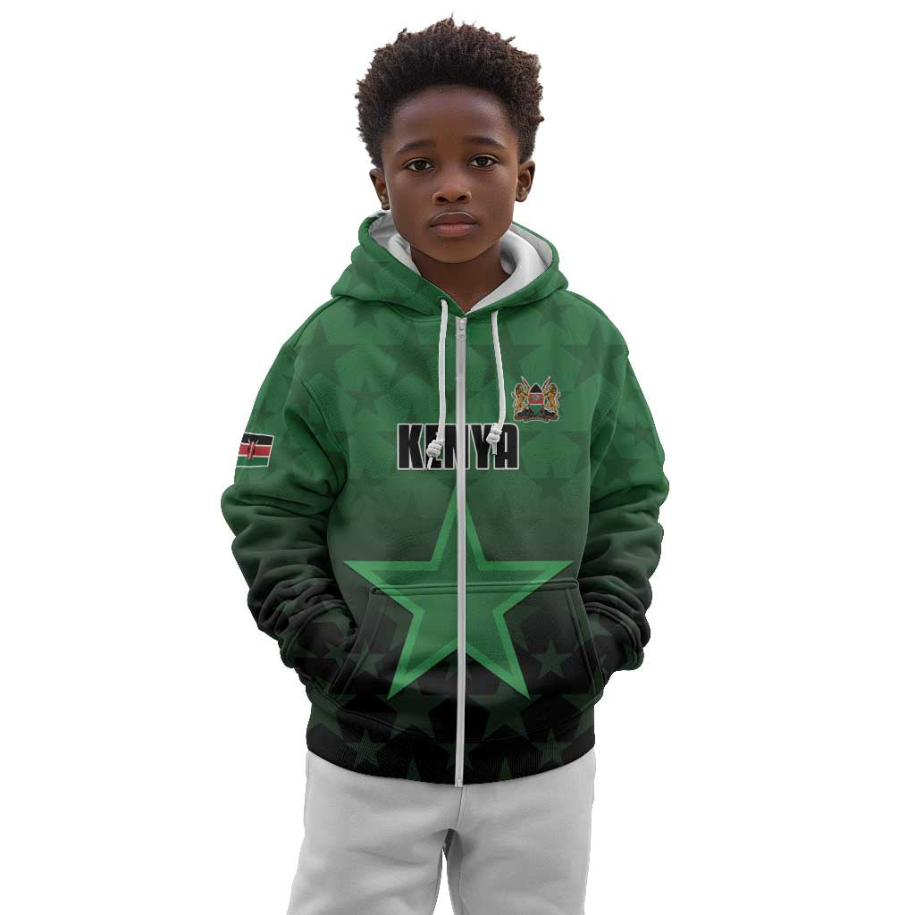 Custom Kenya Football Kid Hoodie Harambee Harambee Stars - Green Jersey - African Pride