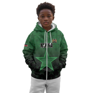 Custom Kenya Football Kid Hoodie Harambee Harambee Stars - Green Jersey - African Pride