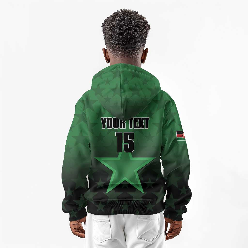 Custom Kenya Football Kid Hoodie Harambee Harambee Stars - Green Jersey - African Pride